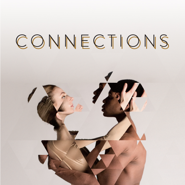 A man and a woman embrace. The word Connections appears.