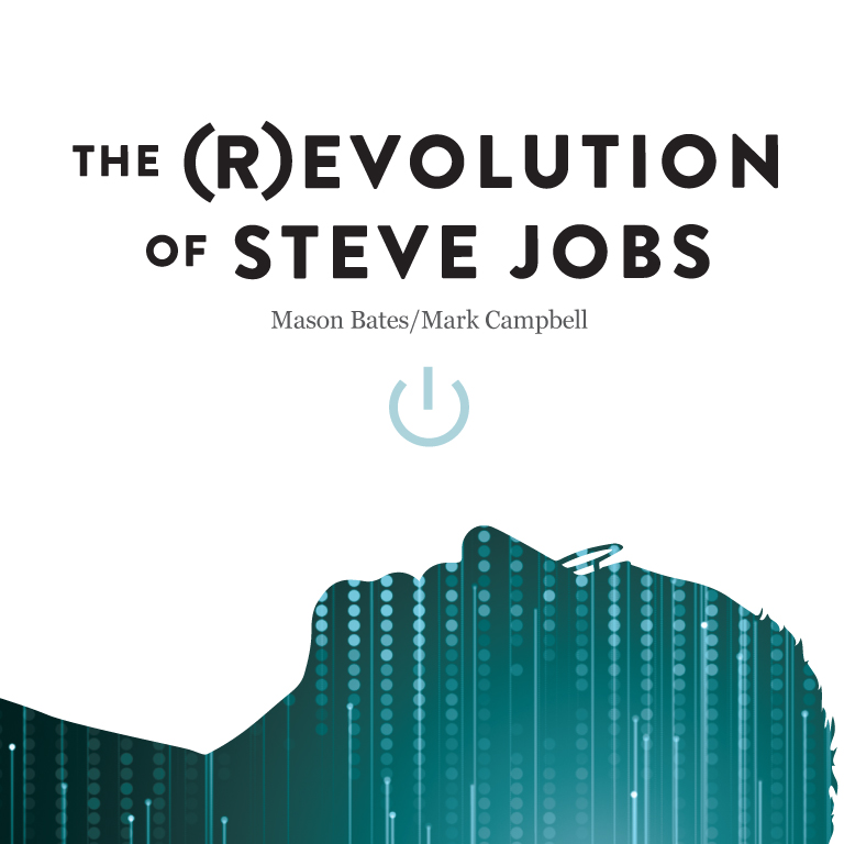 A silhouette of a man looking up. The words The (R)evolution of Steve Jobs appear.